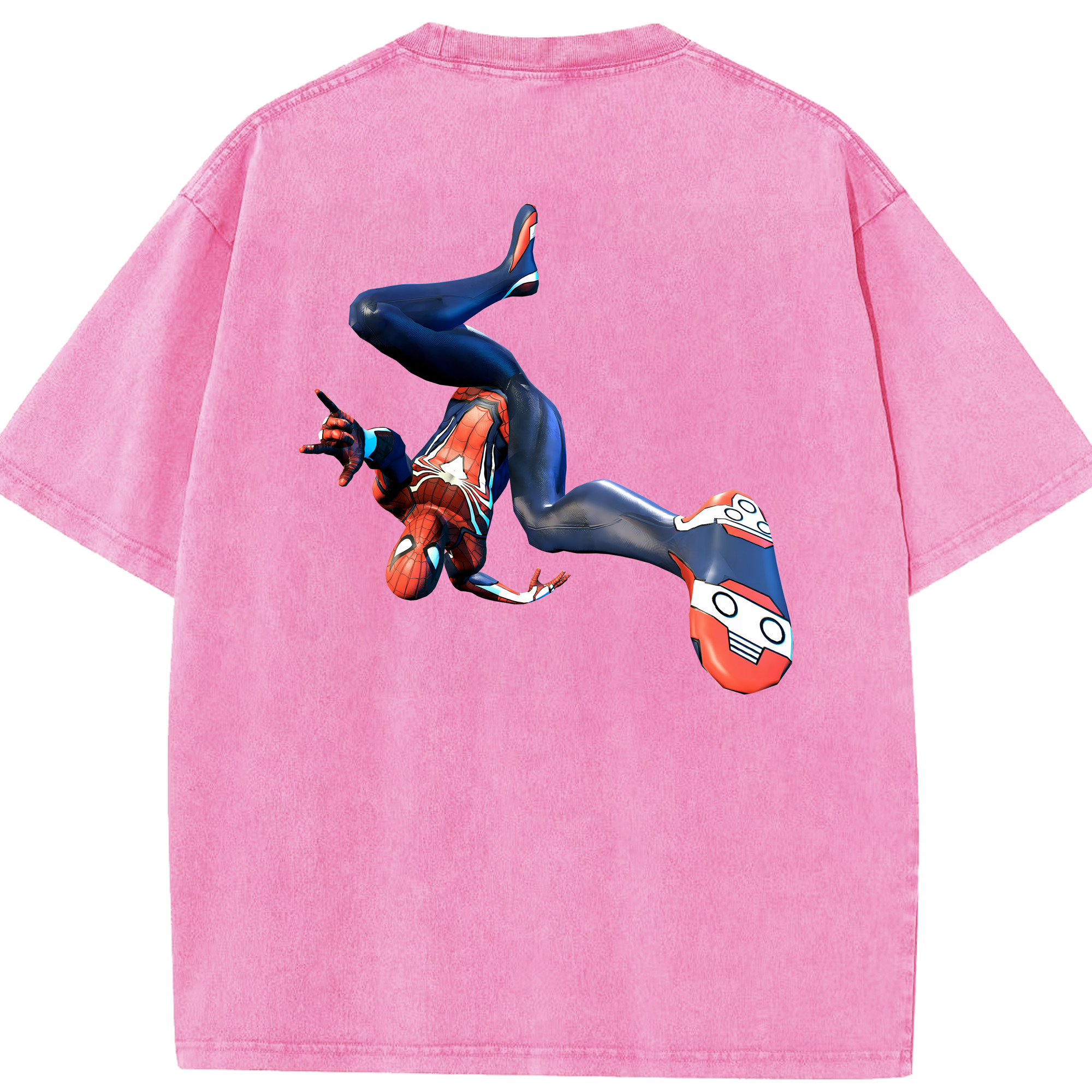 （画像用） Spider Man スパイダーマン 綿100% ヴィンテージ風 半袖Tシャツ（背面プリント）
